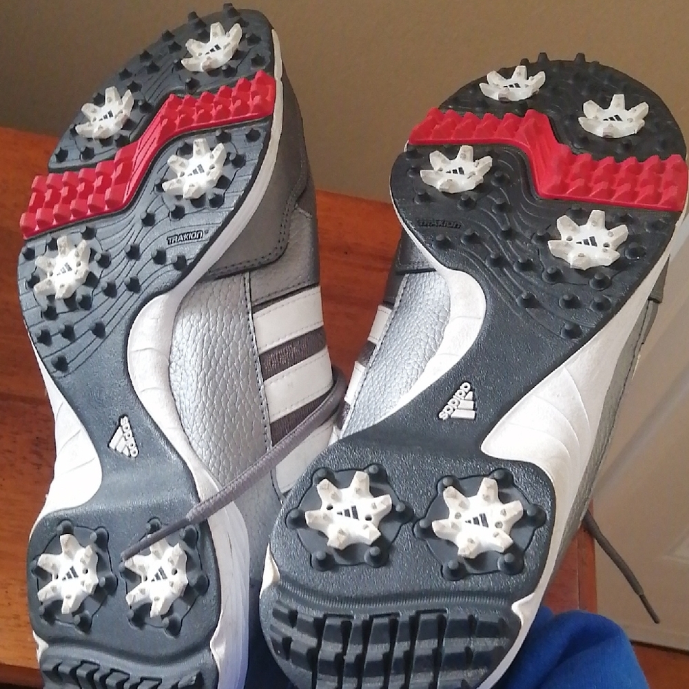 Adidas Men's Charcoal and White Sneakers - Picture 5 of 7